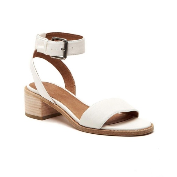Frye Cindy Two-Piece White Block Cute Sandal Heels - Picture 6 of 13